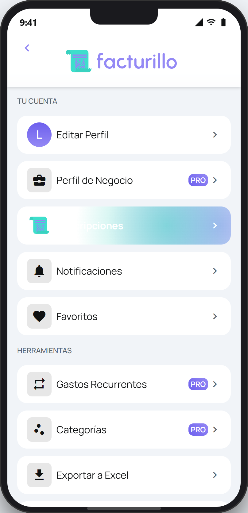 Menú de perfil con la opción Perfil de Negocio