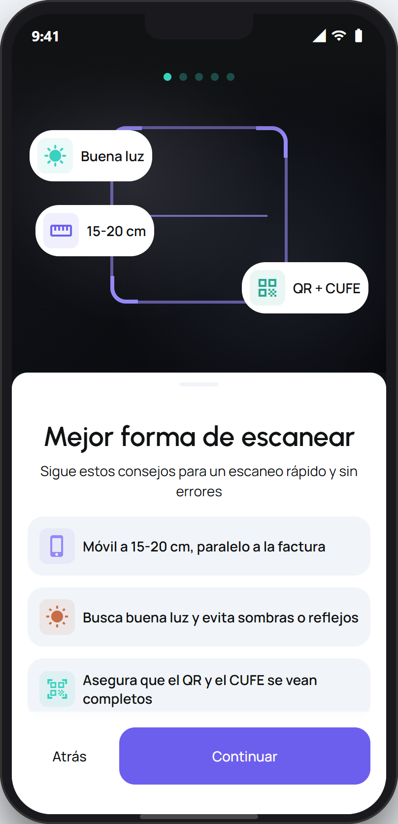 Scanner guide, step 1 of 5