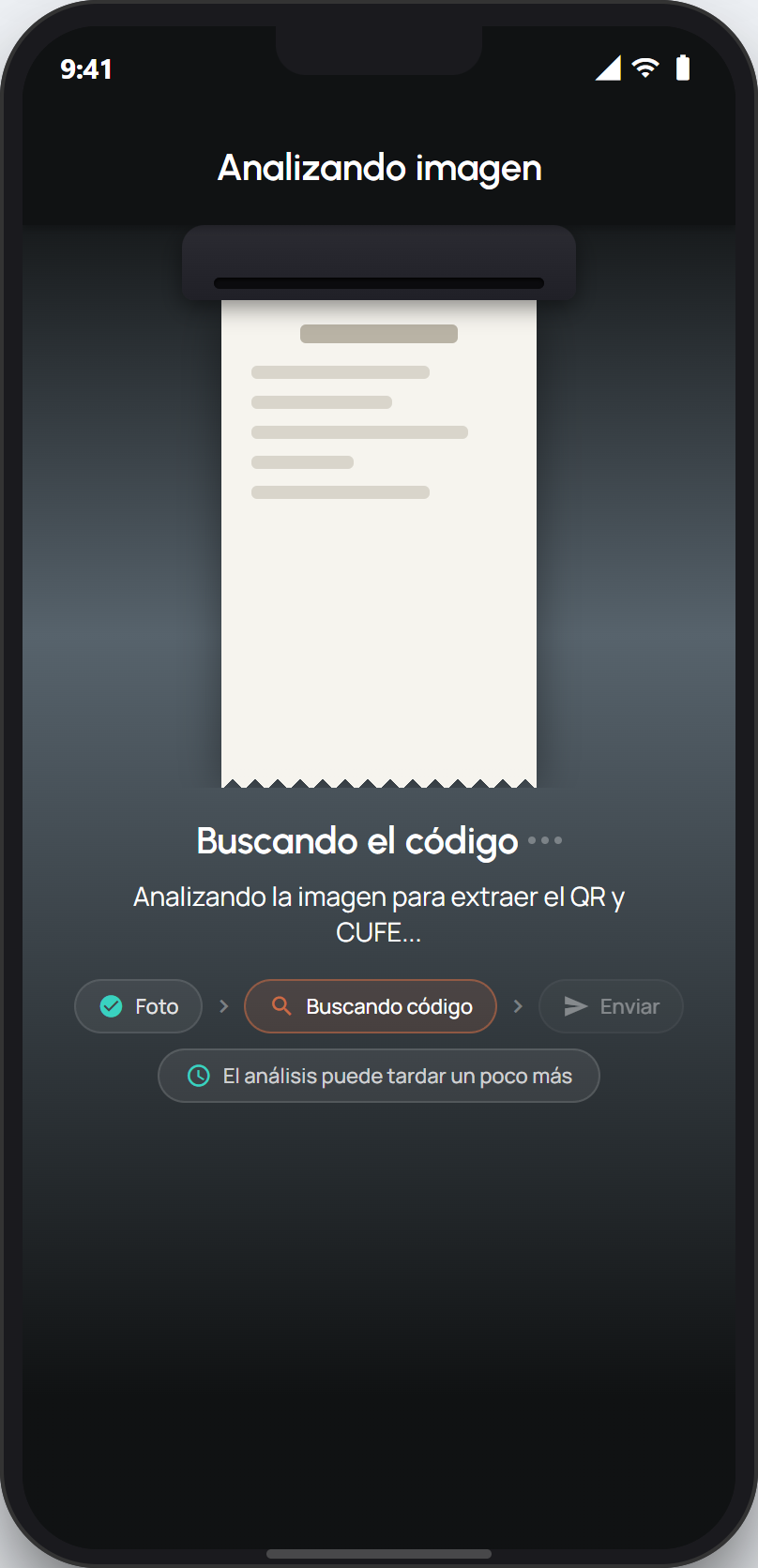 Pantalla Analizando la imagen