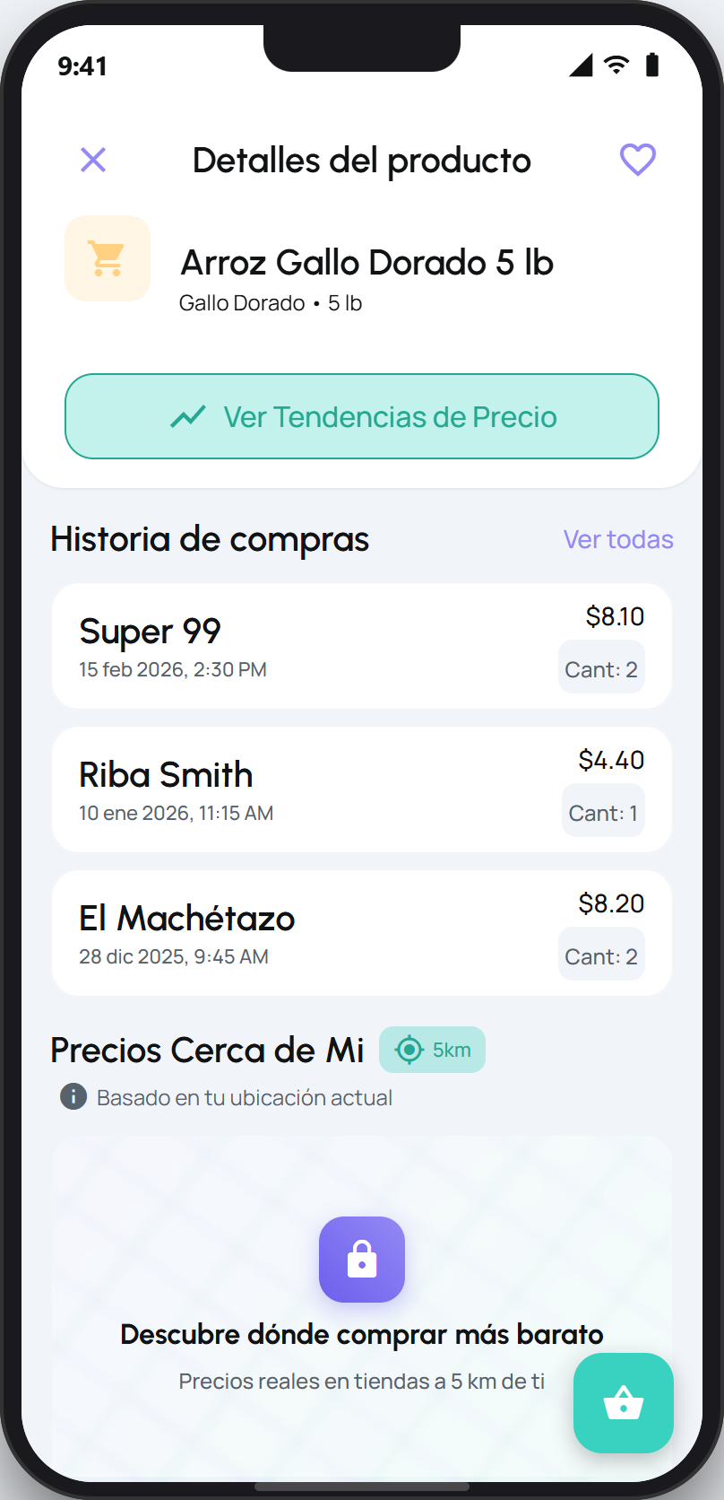Prices near you section on the product detail